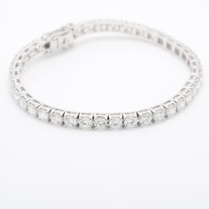 18k WG LAB GROWN Diamond Tennis bracelet EF/VVS-VS (40=10ct) - Box clasp double safety