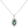 18k WG Art Deco style Oval Green Sapp & Natural Diamonds