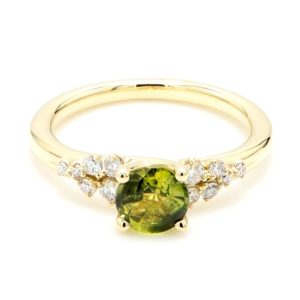 9k YG 1.03ct RBC Aust Parti Sapphire with Natural Diamonds