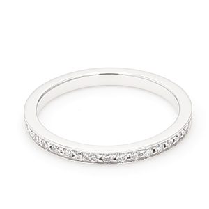 18k WG GRAIN SET wedding band set 2/3's with 1.35mm RBC Nat Diamonds (Approx TDW= 0.26ct)