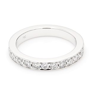 18k WG GRAIN SET wedding band set 2/3's with 2.25mm RBC Nat Diamonds (Approx TDW= 0.75ct)