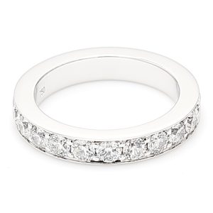18k WG GRAIN SET wedding band set 2/3's with 2.75mm RBC Nat Diamonds (Approx TDW= 1.15ct)