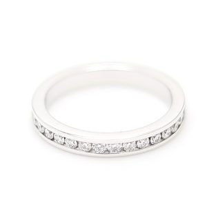 18k WG CHANNEL SET wedding band set 2/3's with 1.75mm RBC Nat Diamonds (Approx TDW= 0.45ct)