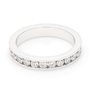 18k WG CHANNEL SET wedding band set 2/3's with 2.25mm RBC Nat Diamonds (Approx TDW= 0.75ct)