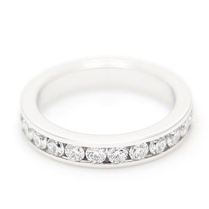 18k WG CHANNEL SET wedding band set 2/3's with 2.45mm RBC Nat Diamonds (Approx TDW= 0.92ct)