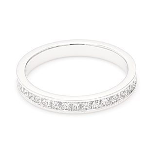 18k WG CHANNEL SET wedding band set 2/3's with 1.60mm Princess cut Nat Diamonds (Approx TDW= 0.59ct)