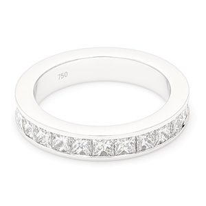 18k WG CHANNEL SET wedding band set 2/3's with 2.40mm Princess cut Nat Diamonds (Approx TDW= 1.61ct)