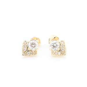 18k YG V shape Collar design earring studs set with RBC Nat Diamonds G/SI1 with butterflies (Approx TDW= 0.52ct)