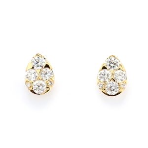 18k YG Illusion Pear shape studs set with RBC Nat Diamonds G/SI1 with butterflies (Approx TDW= 0.49ct)