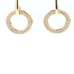 18k YG Pave set Roulette dangle earrings with RBC Nat Diamonds G/SI with butterflies (Approx TDW= 0.24ct)