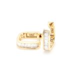 18k YG Channel set rounded Octagon huggies with baguette cut Nat Diamonds G/SI1 (Approx TDW= 0.46ct)