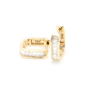 18k YG Channel set rounded Octagon huggies with baguette cut Nat Diamonds G/SI1 (Approx TDW= 0.46ct)