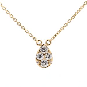18k YG Illusion pear pendant necklace set with RBC Nat Diamonds G/SI1 (Approx TDW= 0.25ct)
