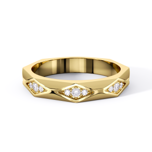 Contemporary Faceted Diamond Band