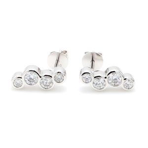 18k WG Climbing cluster earrings with bezel set RBC Nat Diamonds G/SI with butterflies (Approx TDW= 0.53ct)