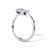 low-profile bezel set solitaire with platinum metal and radiant shape diamond