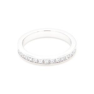 18k WG CHANNEL SET wedding band set 2/3's with 1.90mm Princess cut Nat Diamond (Approx TDW= 0.80ct)