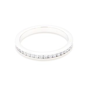 18k WG CHANNEL SET wedding band set 2/3's with 1.55mm RBC Nat Diamonds (Approx TDW= 0.38ct)