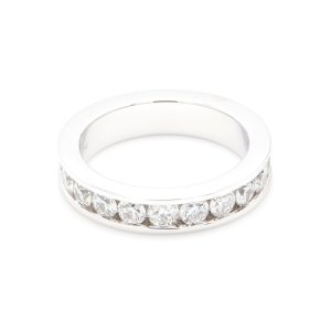 18k WG CHANNEL SET wedding band set 2/3's with 2.95mm RBC Nat Diamonds (Approx TDW= 1.26ct)