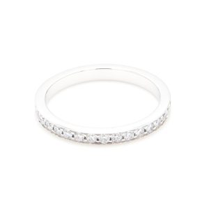 18k WG GRAIN SET wedding band set 2/3's with 1.55mm RBC Nat Diamonds (Approx TDW= 0.32ct)