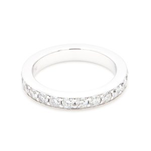 18k WG GRAIN SET wedding band set 2/3's with 2.45mm RBC Nat Diamonds(Approx TDW= 0.94ct)