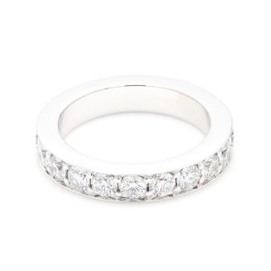 18k WG GRAIN SET wedding band set 2/3's with 2.95mm RBC Nat Diamonds(Approx TDW= 1.29ct)
