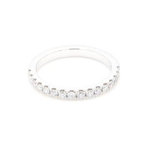 18k WG SPLIT CLAW wedding band set halfway with 1.75mm RBC Nat Diamonds (Approx TDW= 0.35ct)