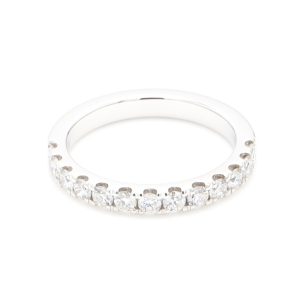 18k WG SPLIT CLAW wedding band set halfway with 2.25mm RBC Nat Diamonds (Approx TDW= 0.59ct)