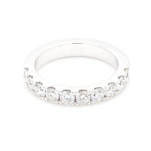 18k WG SPLIT CLAW wedding band set halfway with 2.95mm RBC Nat Diamonds(Approx TDW= 1.01ct)