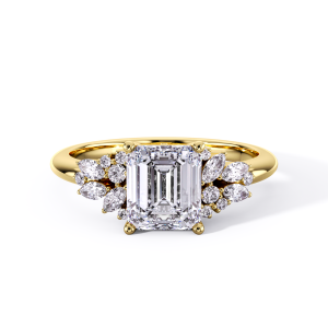 Emerald Cut Floral Cluster Ring