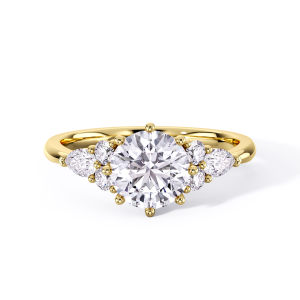 Round Brilliant Floral Cluster Ring
