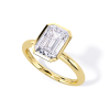 classic bezel solitaire with yellow gold metal and emerald shape diamond