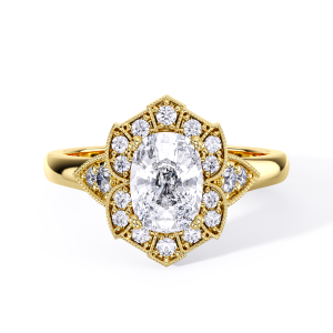 Art Deco Halo Cluster Ring