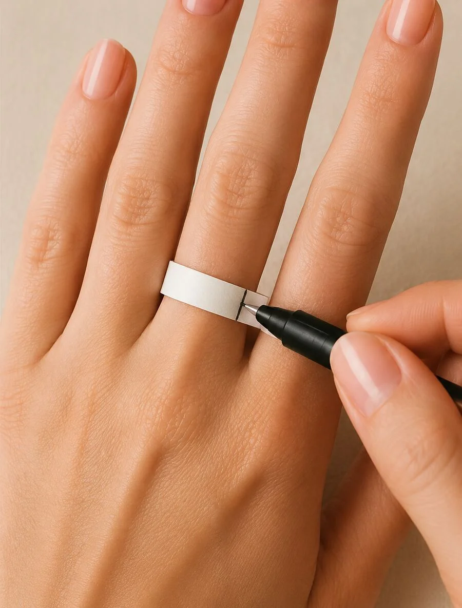 Measuring ring size using paper and a pen